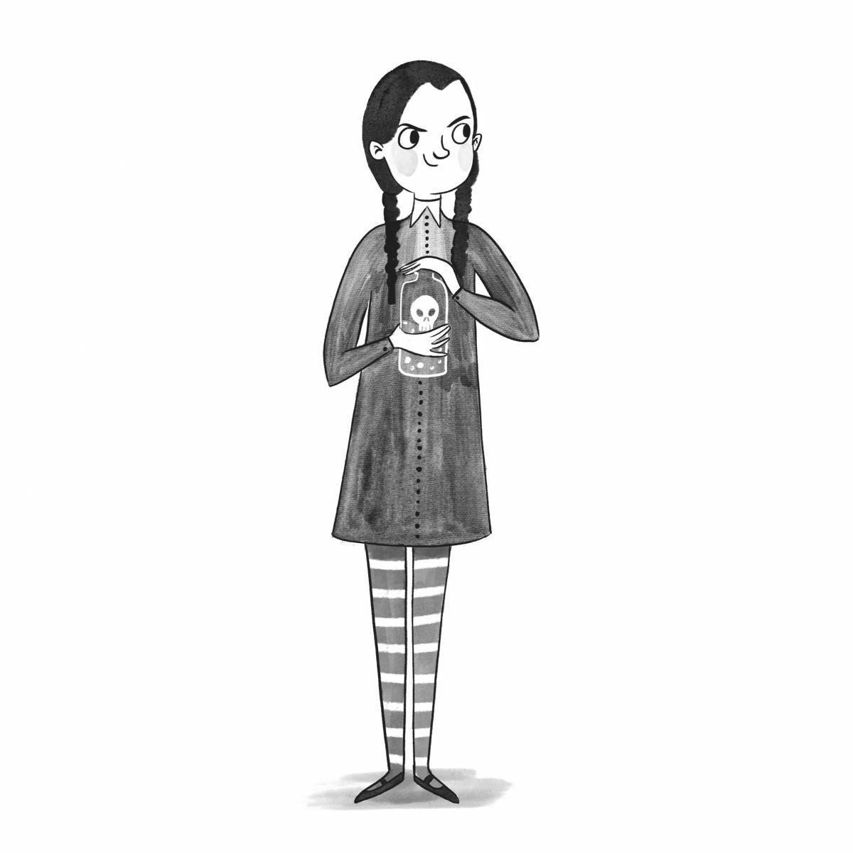 Coloring lovely wednesday addams