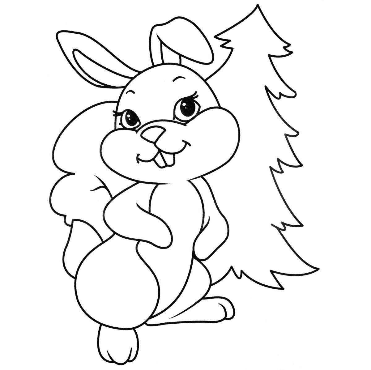 Colorful new year bunny coloring book