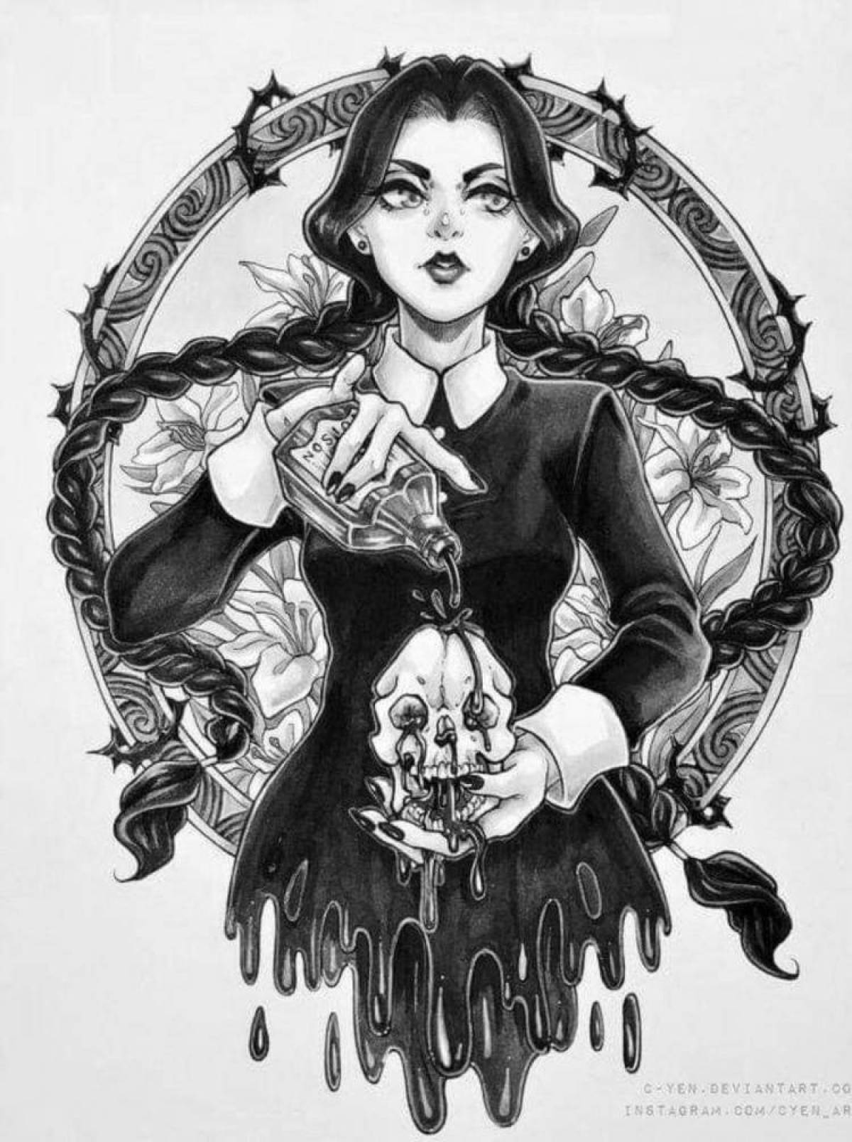 Adorable Addams Wednesday Coloring 2022