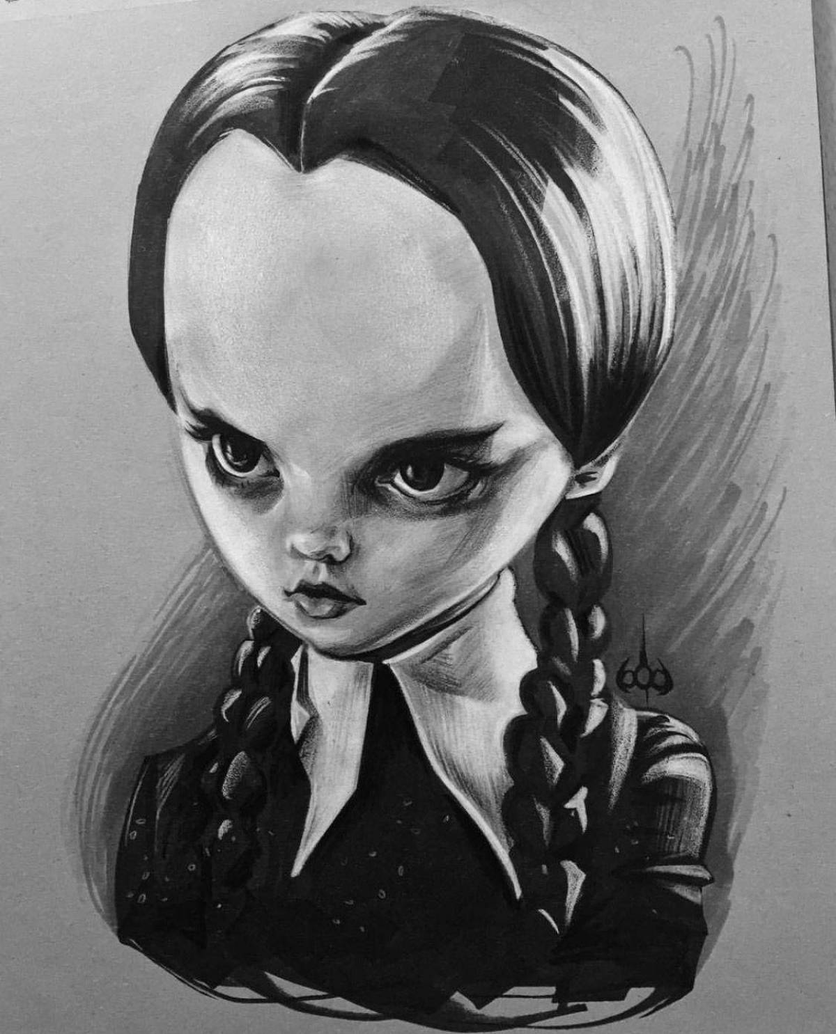 Coloring lovely wednesday addams 2022