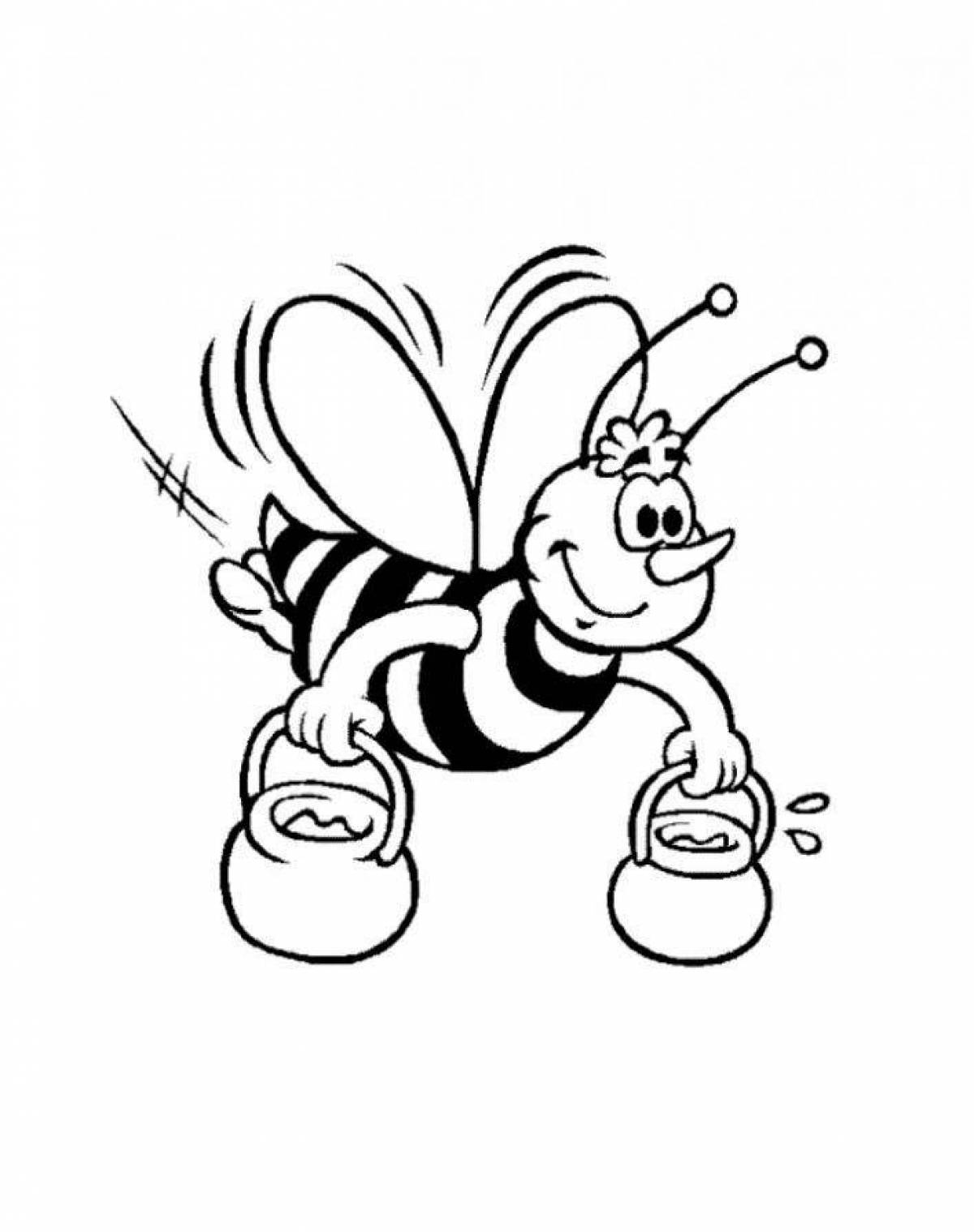 Colorful bee coloring page for kids