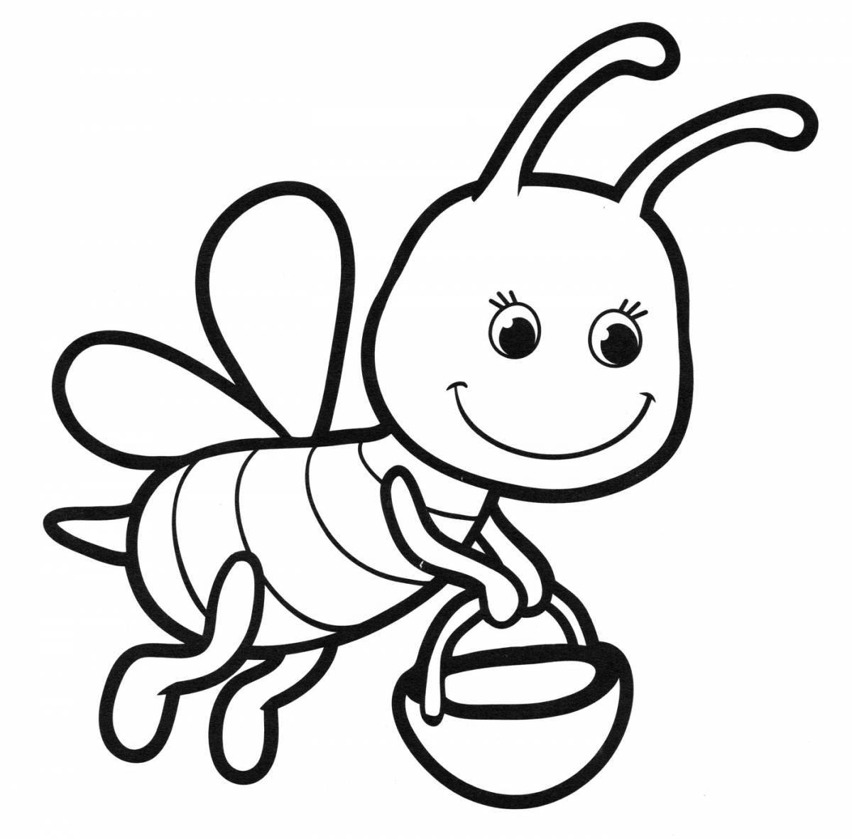 Веселая пчелка-раскраска для детей