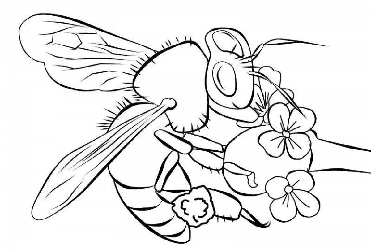 Радостная пчела-раскраска для детей