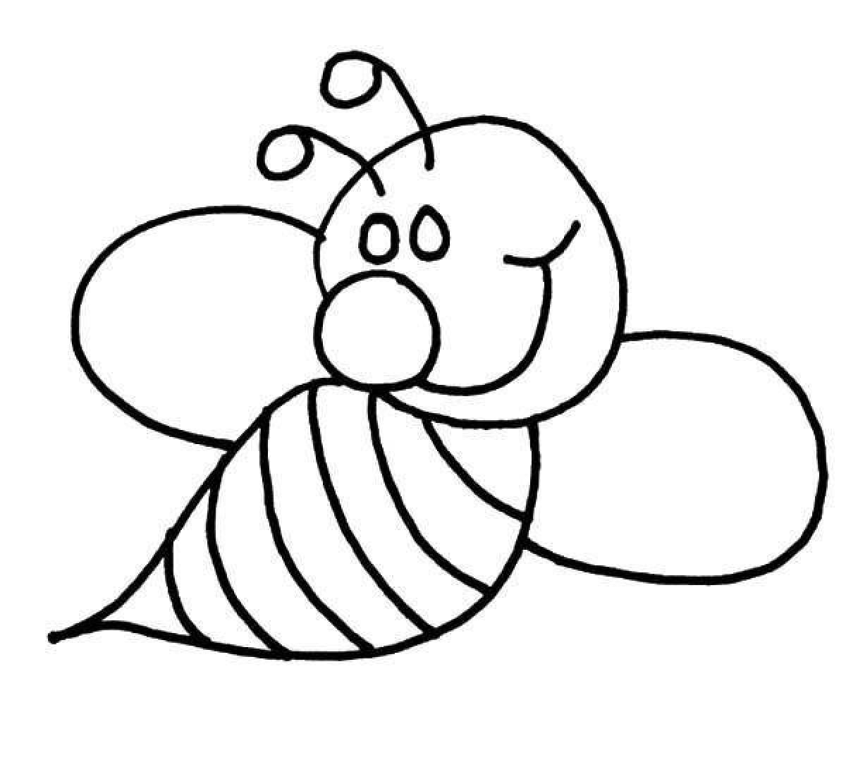 Игривая страница раскраски пчелы для детей