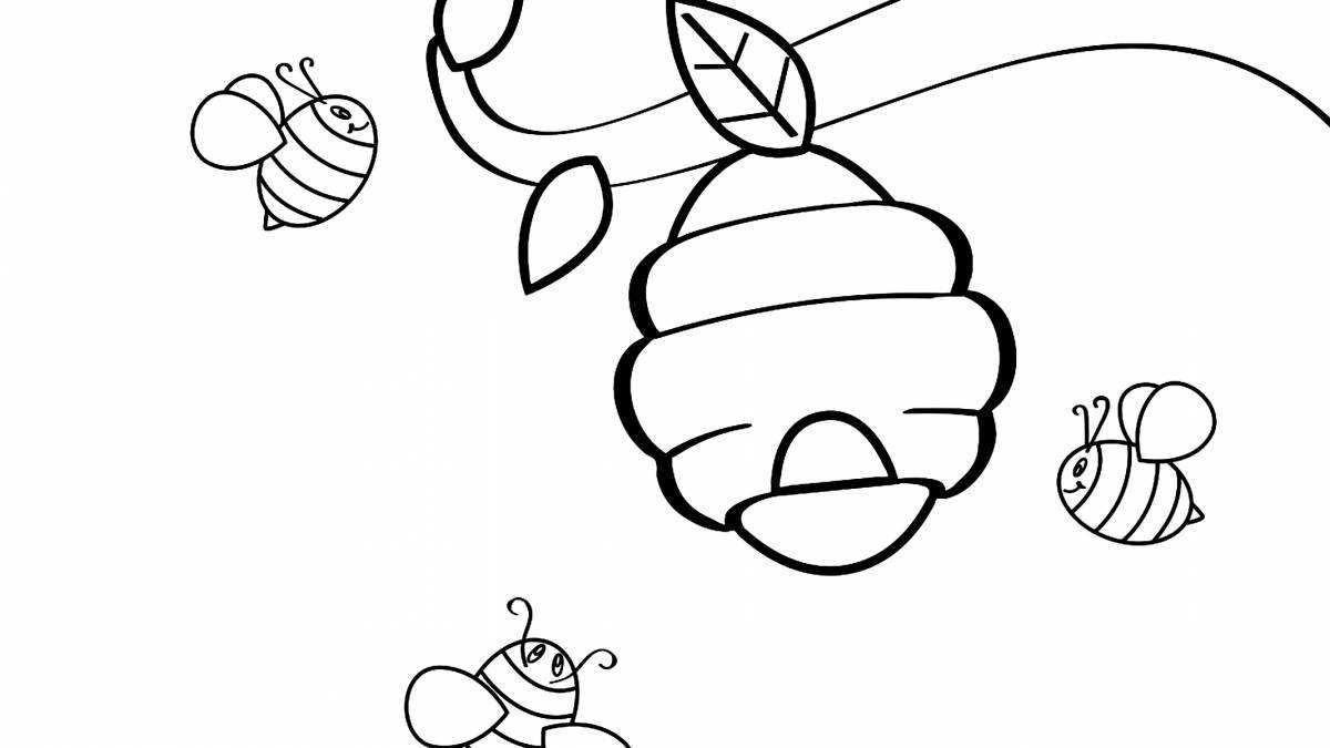 Fancy bee coloring book for kids