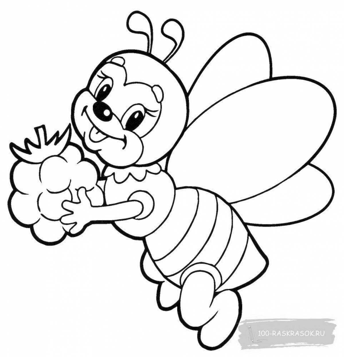 Вдохновляющая пчела-раскраска для детей