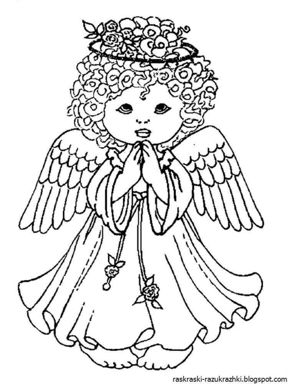 Радостная раскраска ангел для детей