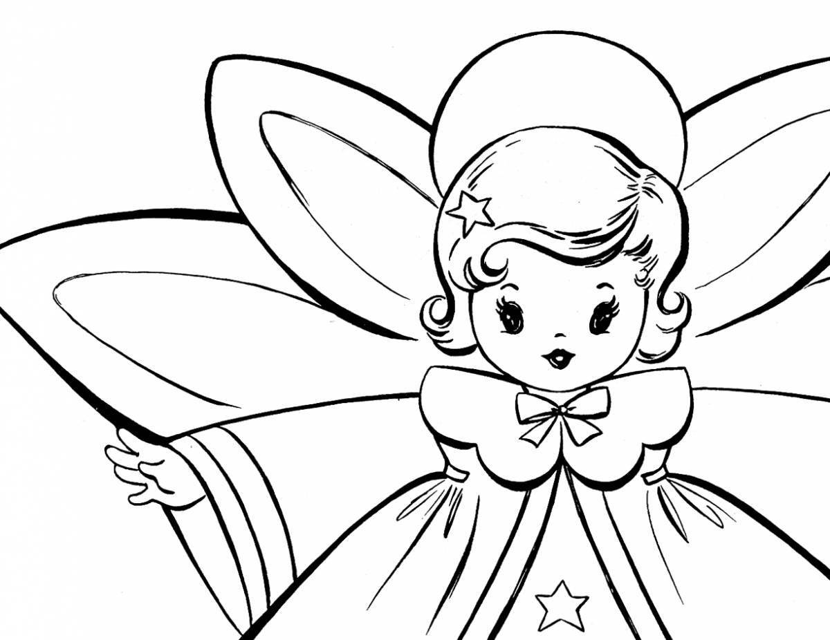 Glorious angel coloring for kids