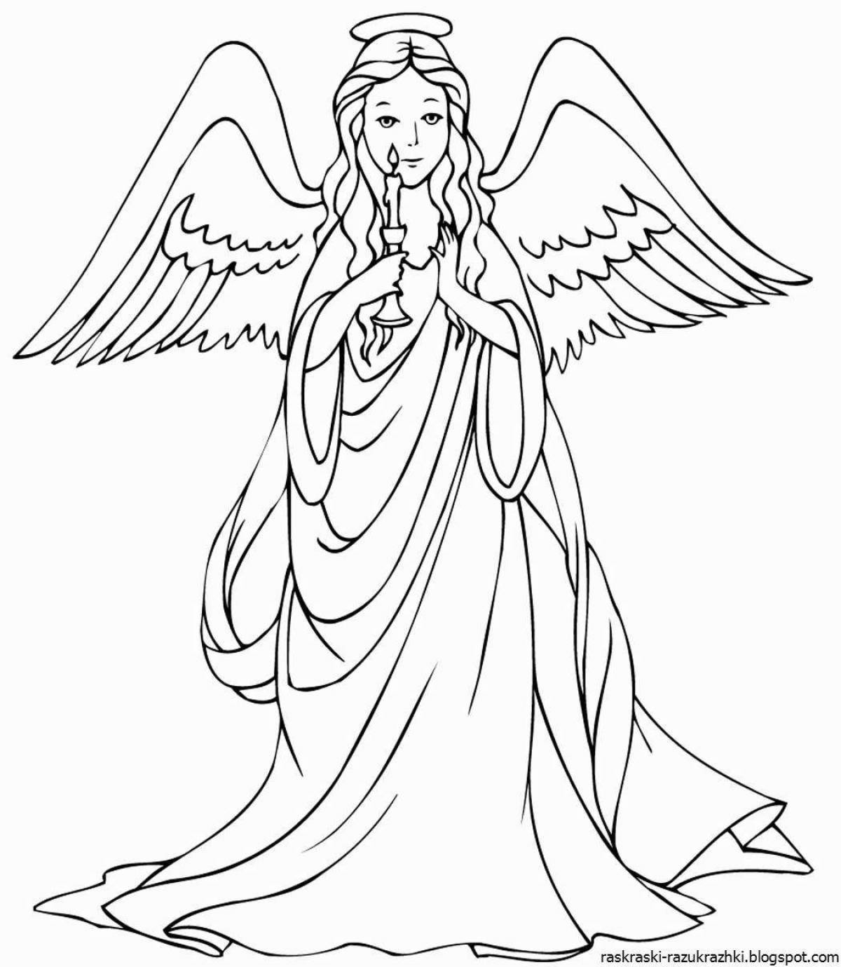 Ангельская раскраска ангел для детей