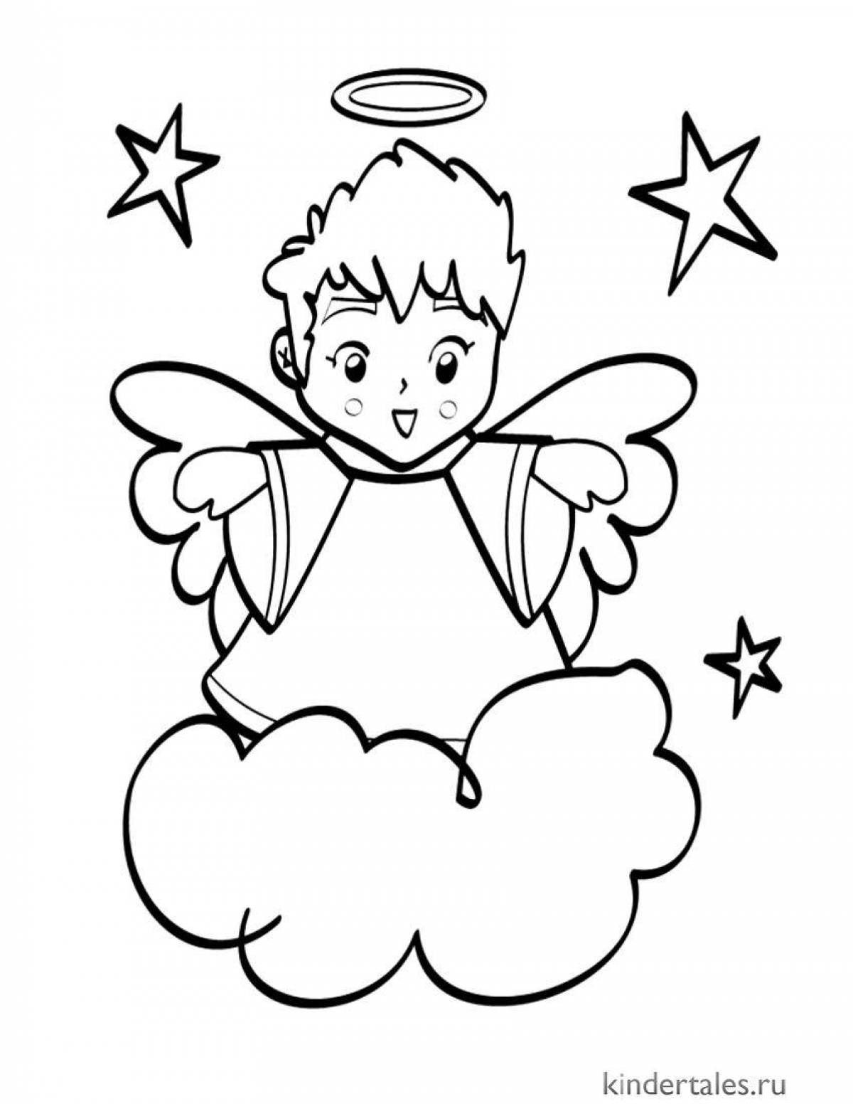 Блестящая раскраска ангел для детей