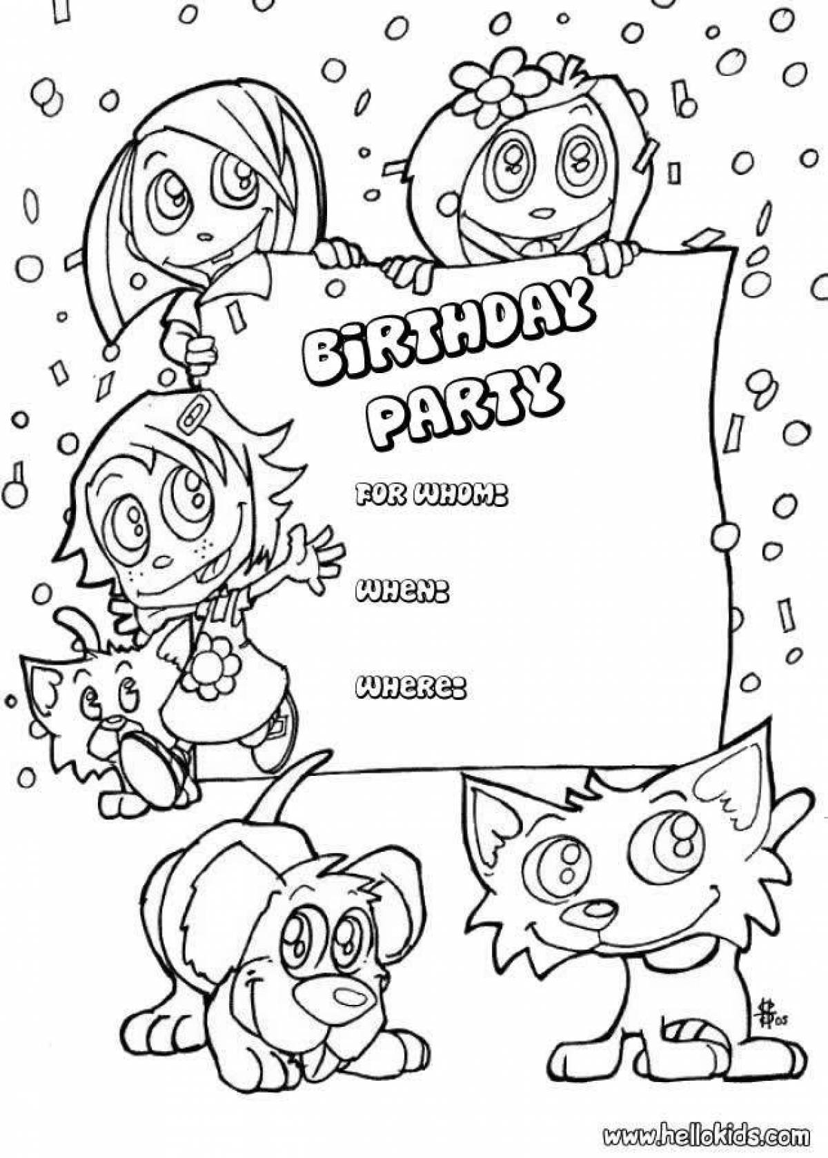 Fabulous birthday invitation coloring page