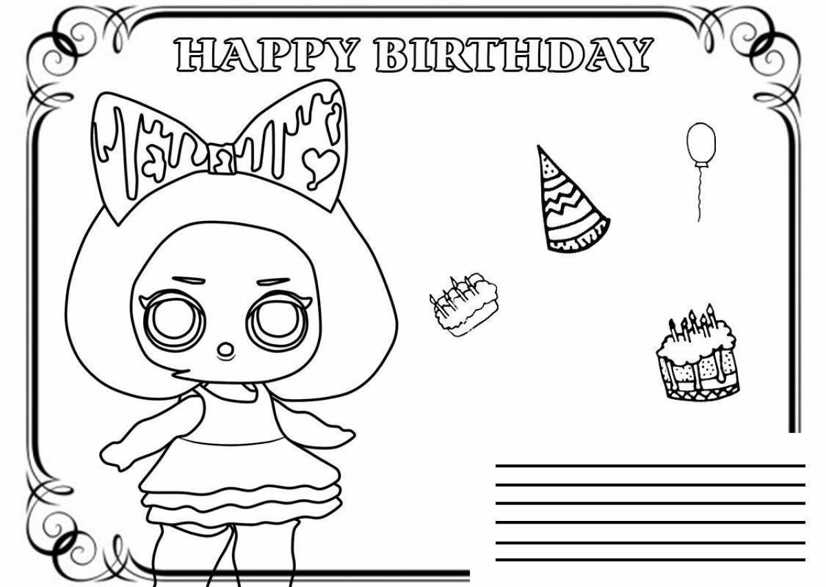 Coloring page exciting birthday invitation