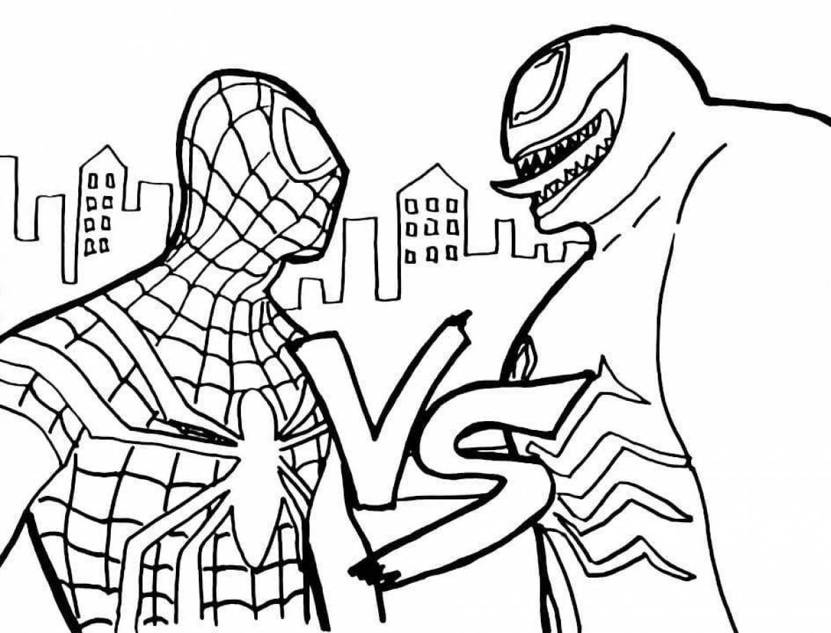 Сказочная раскраска человек-паук и веном