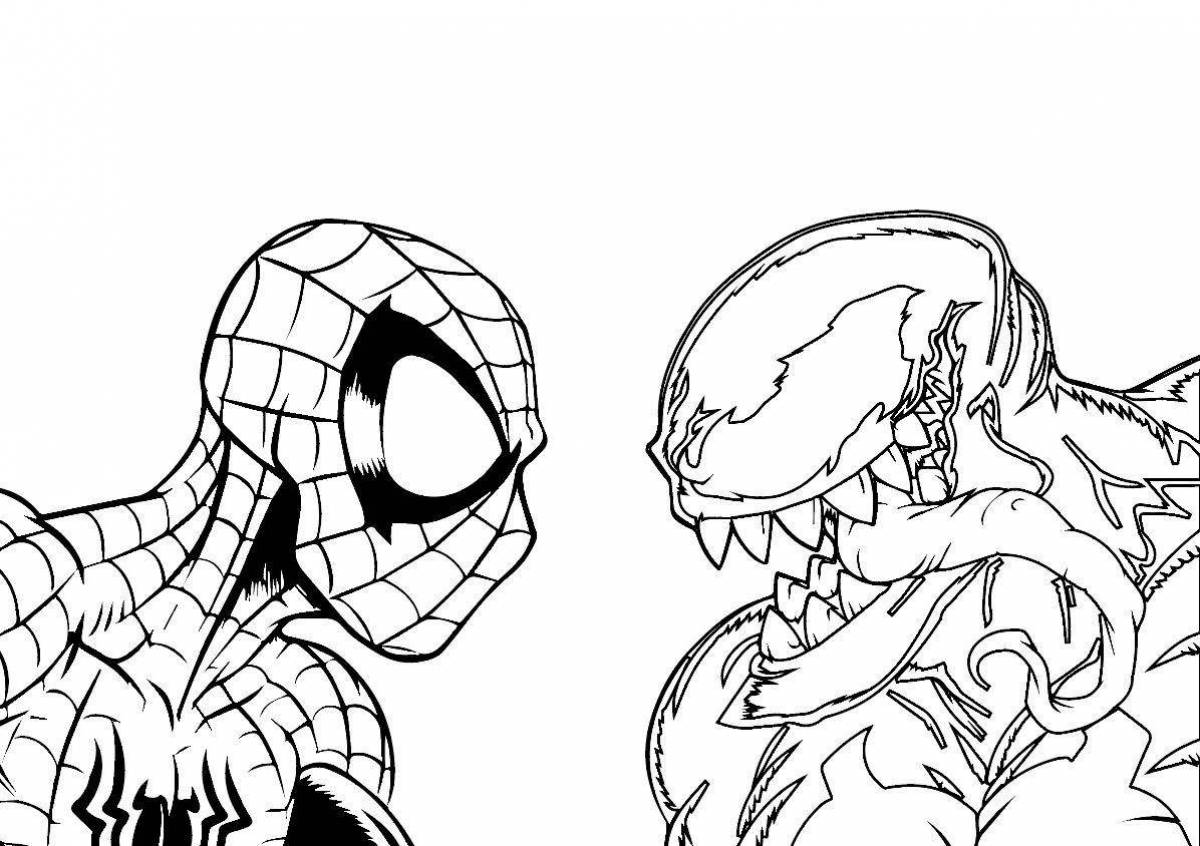 Spiderman and venom glowing coloring book