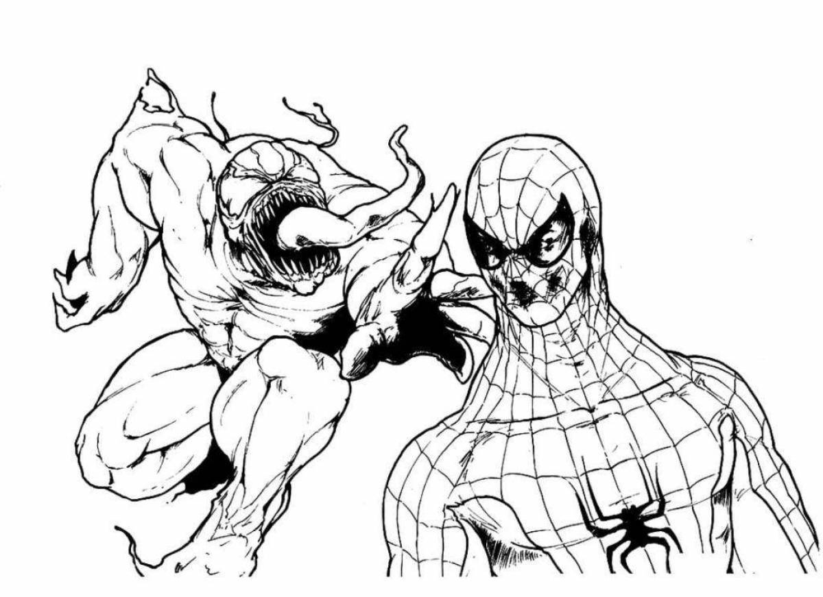 Сияющая раскраска человек-паук и веном