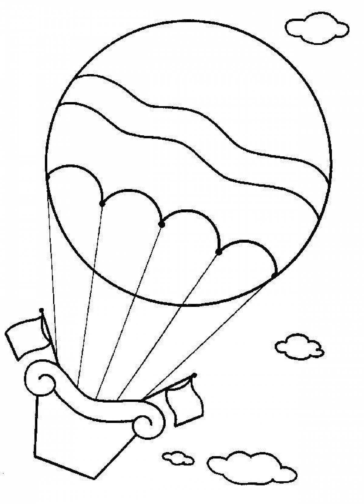 Раскраска воздушный шар с корзиной для детей