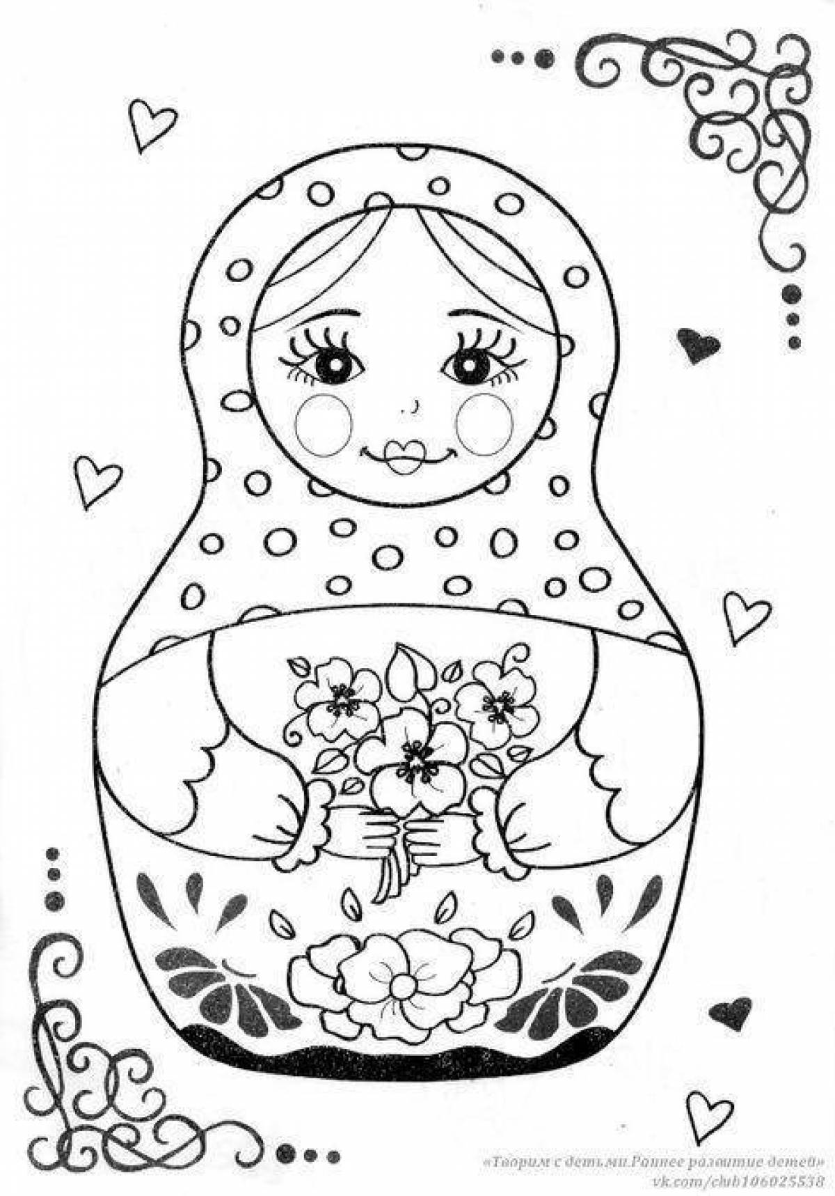 Adorable pre-k matryoshka coloring book
