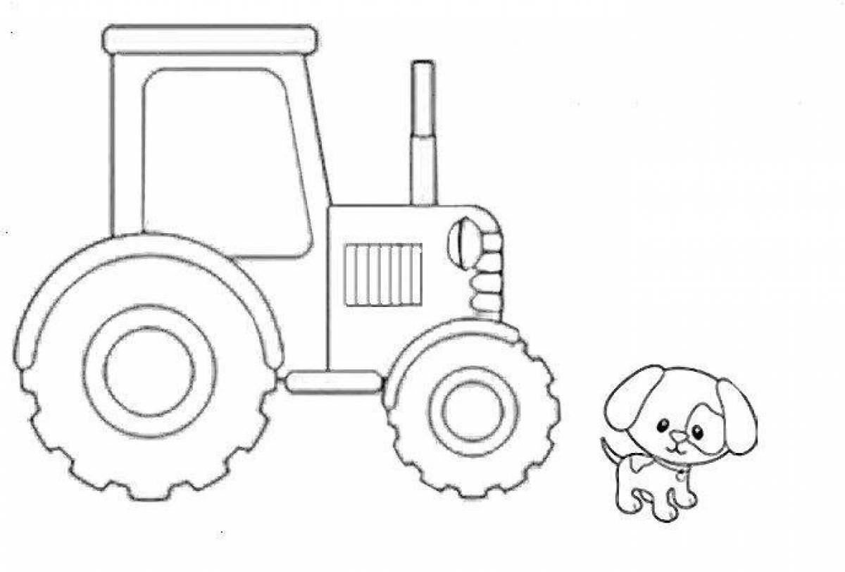 Fun coloring tractor for 3-4 year olds