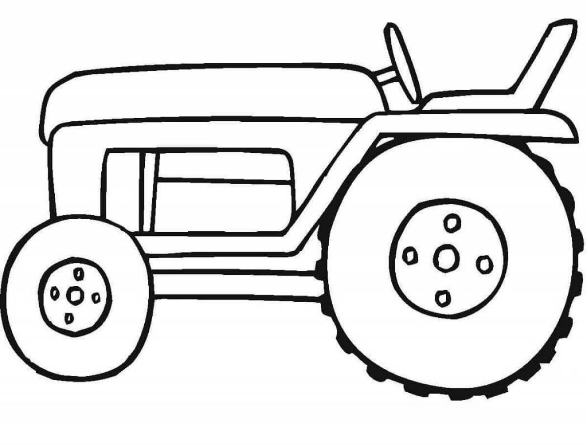 Игривая страница-раскраска трактор для детей 3-4 лет