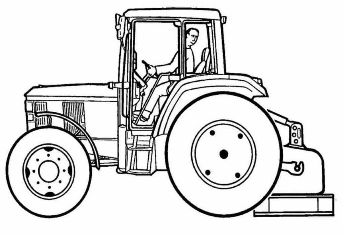 Креативная раскраска трактор для детей 3-4 лет