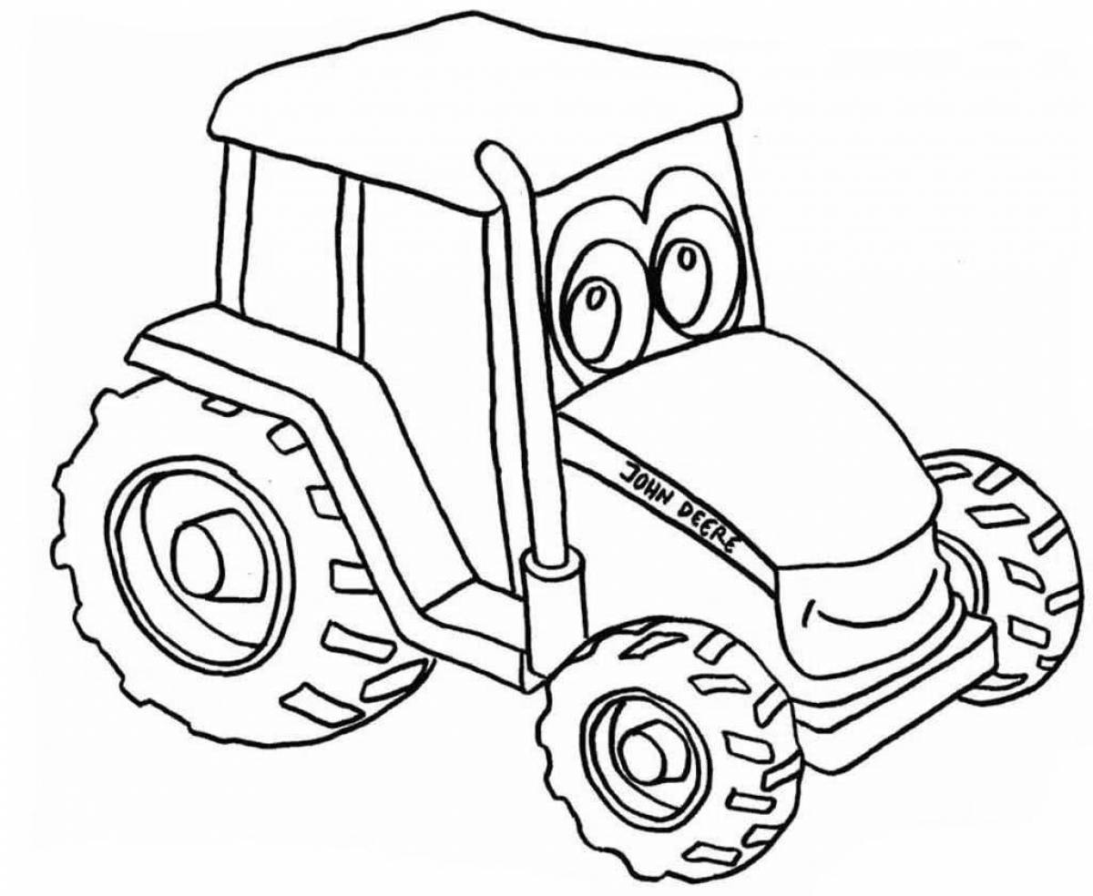 Colorful tractor coloring book for 3-4 year olds