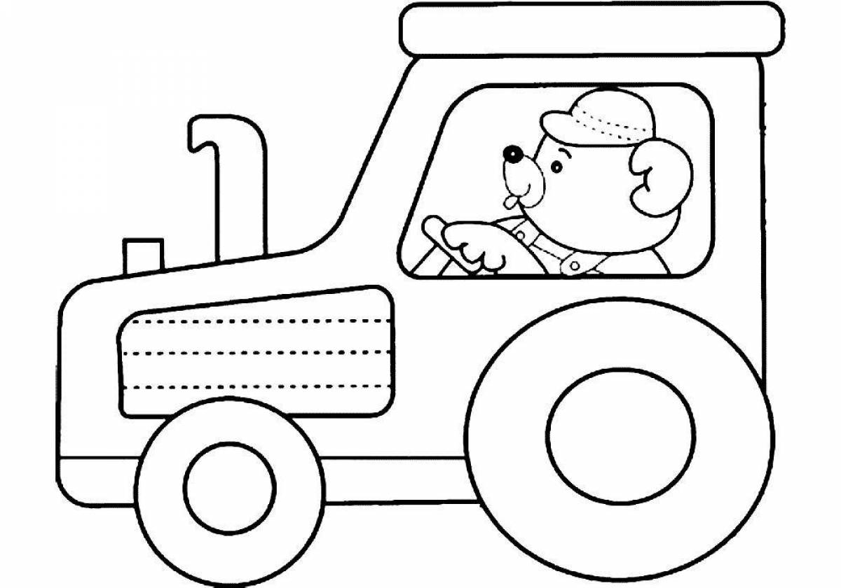 Раскраска «симпатичный трактор» для детей 3-4 лет