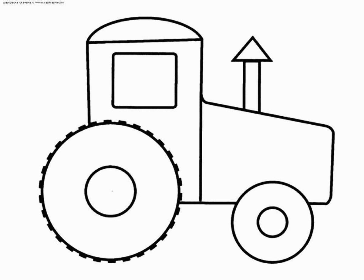 Coloring book cute tractor for 3-4 year olds