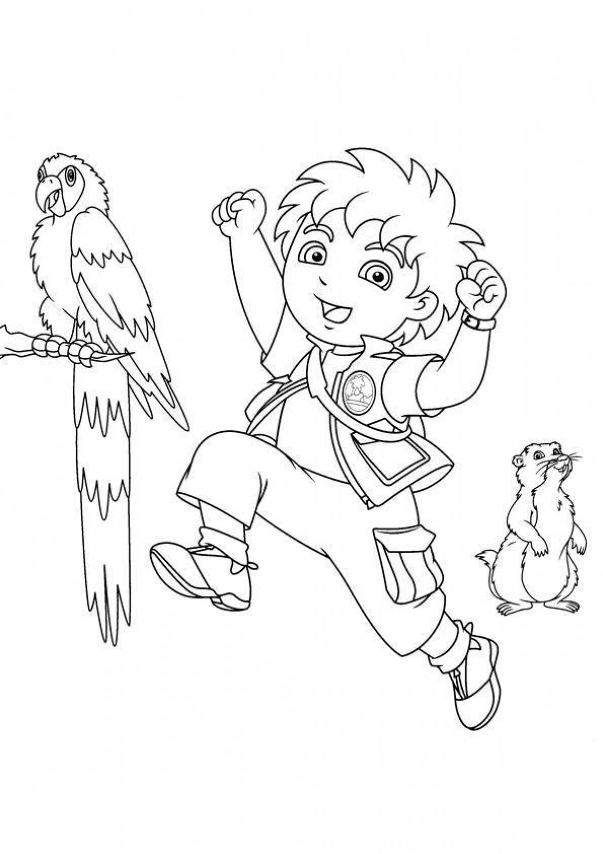 Diego go's colorful coloring page