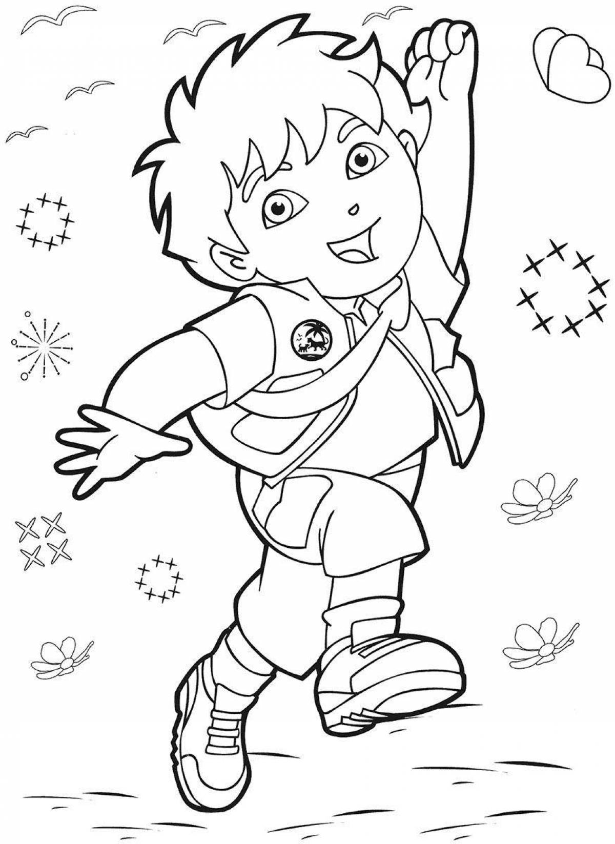 Diego go's playful coloring page
