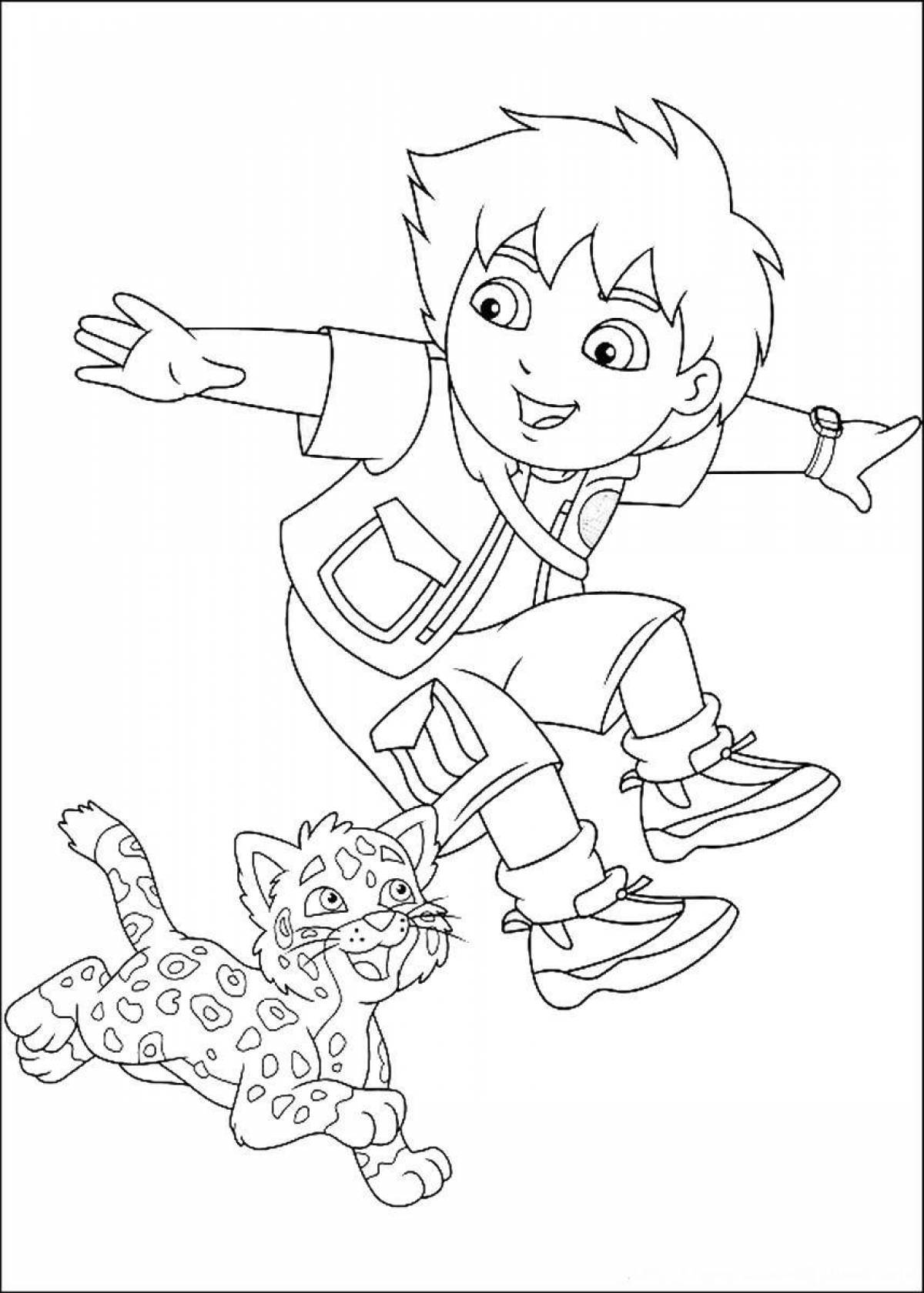 Diego go's amazing coloring page