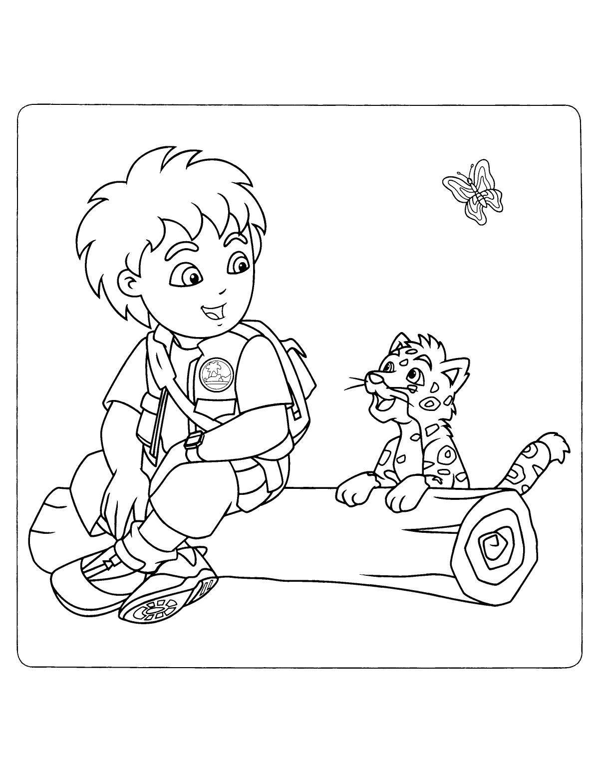 Diego Go's amazing coloring page