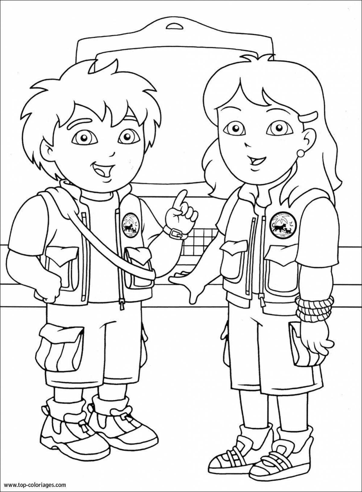 Diego go's cute coloring page