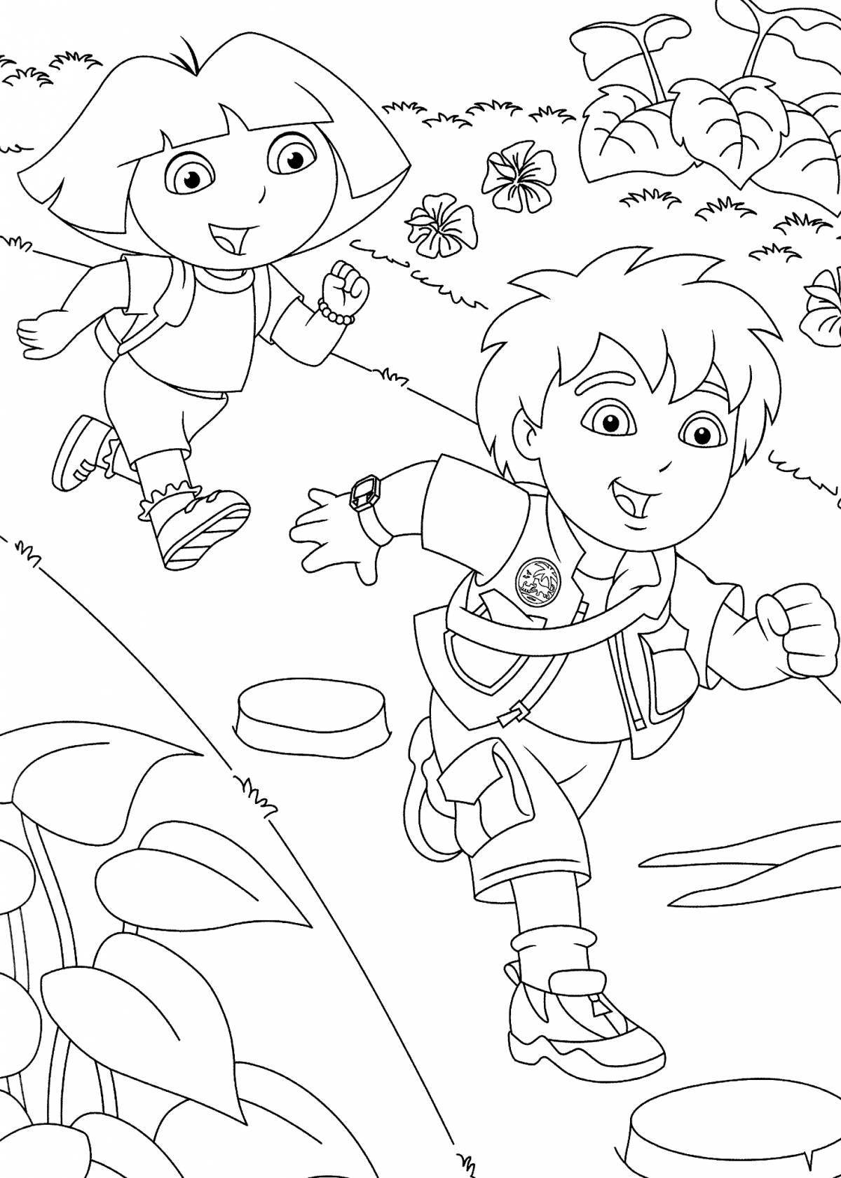 Lovely diego go coloring page