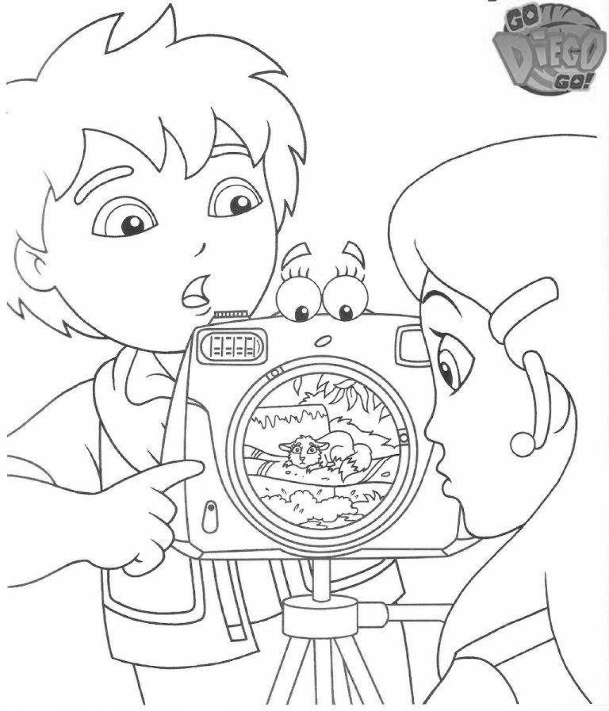 Diego Go's adorable coloring page