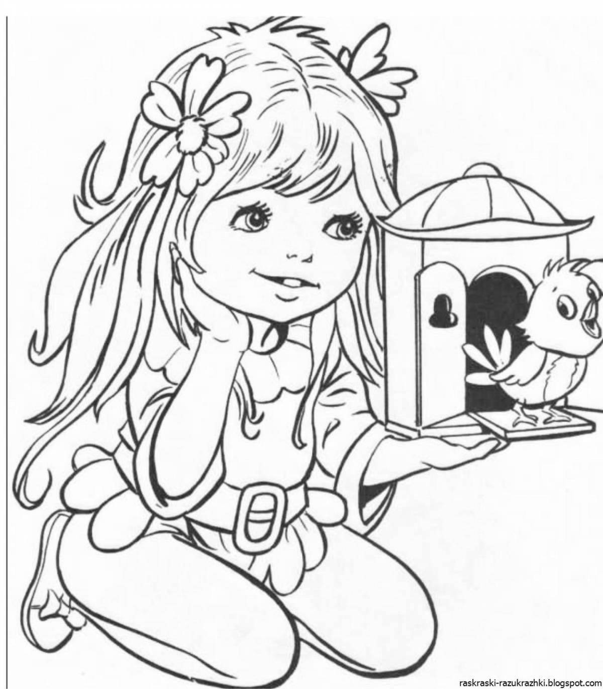 Charming coloring page turn on