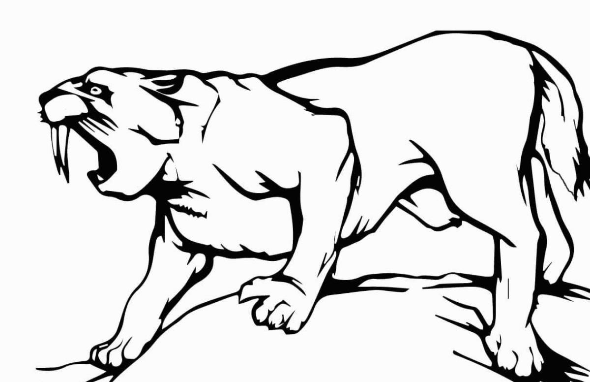 Bright saber-toothed tiger coloring page