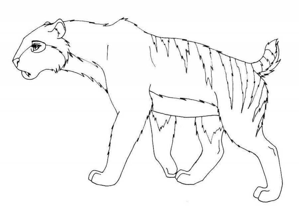 Coloring page magnificent saber-toothed tiger