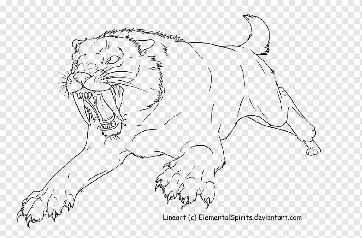 Coloring page elegant saber-toothed tiger