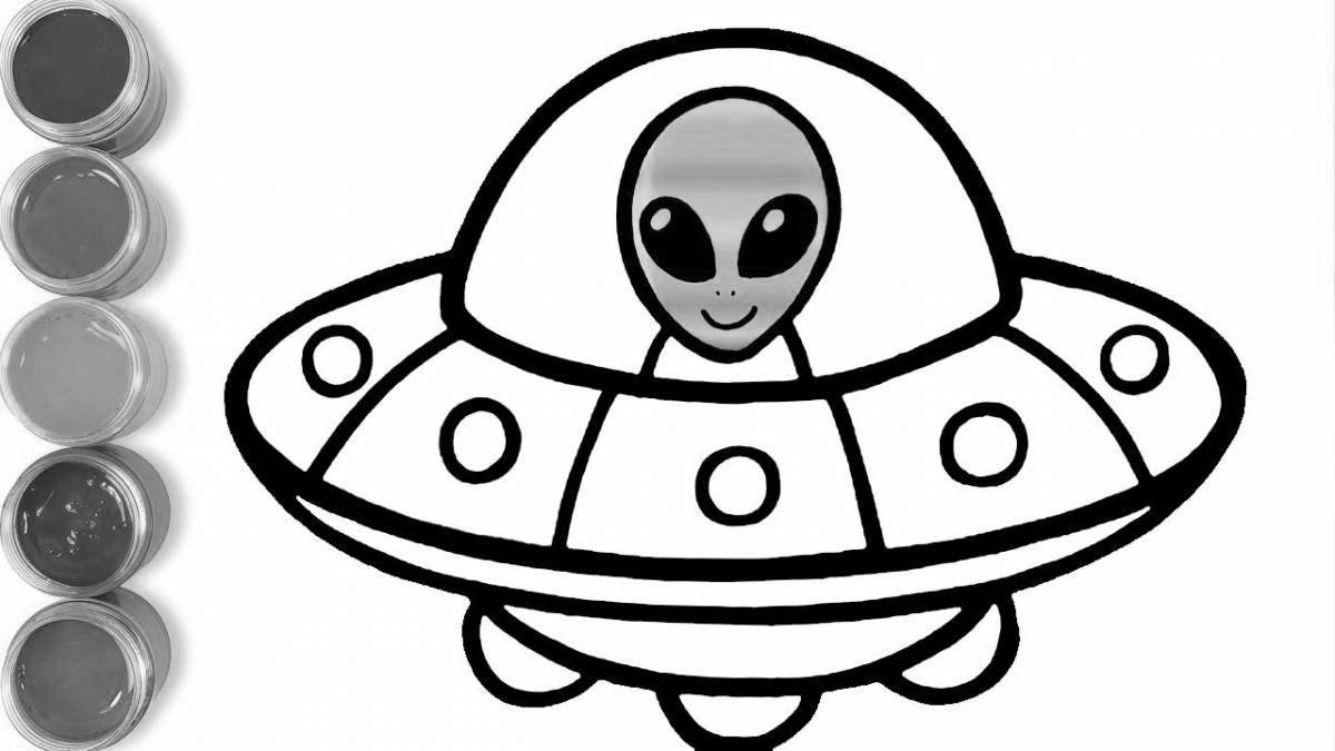Coloring bright flying saucer