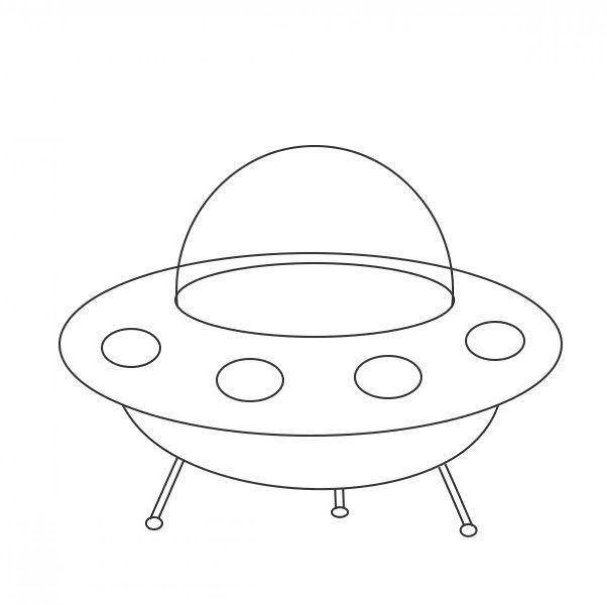 Coloring book joyful flying saucer