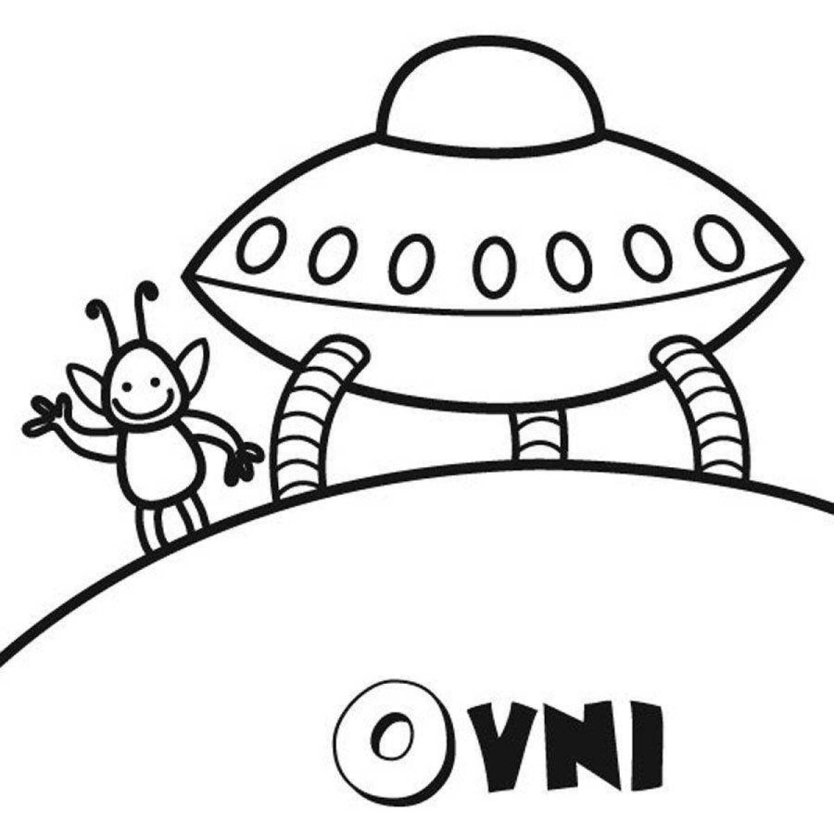 Playful flying saucer coloring page