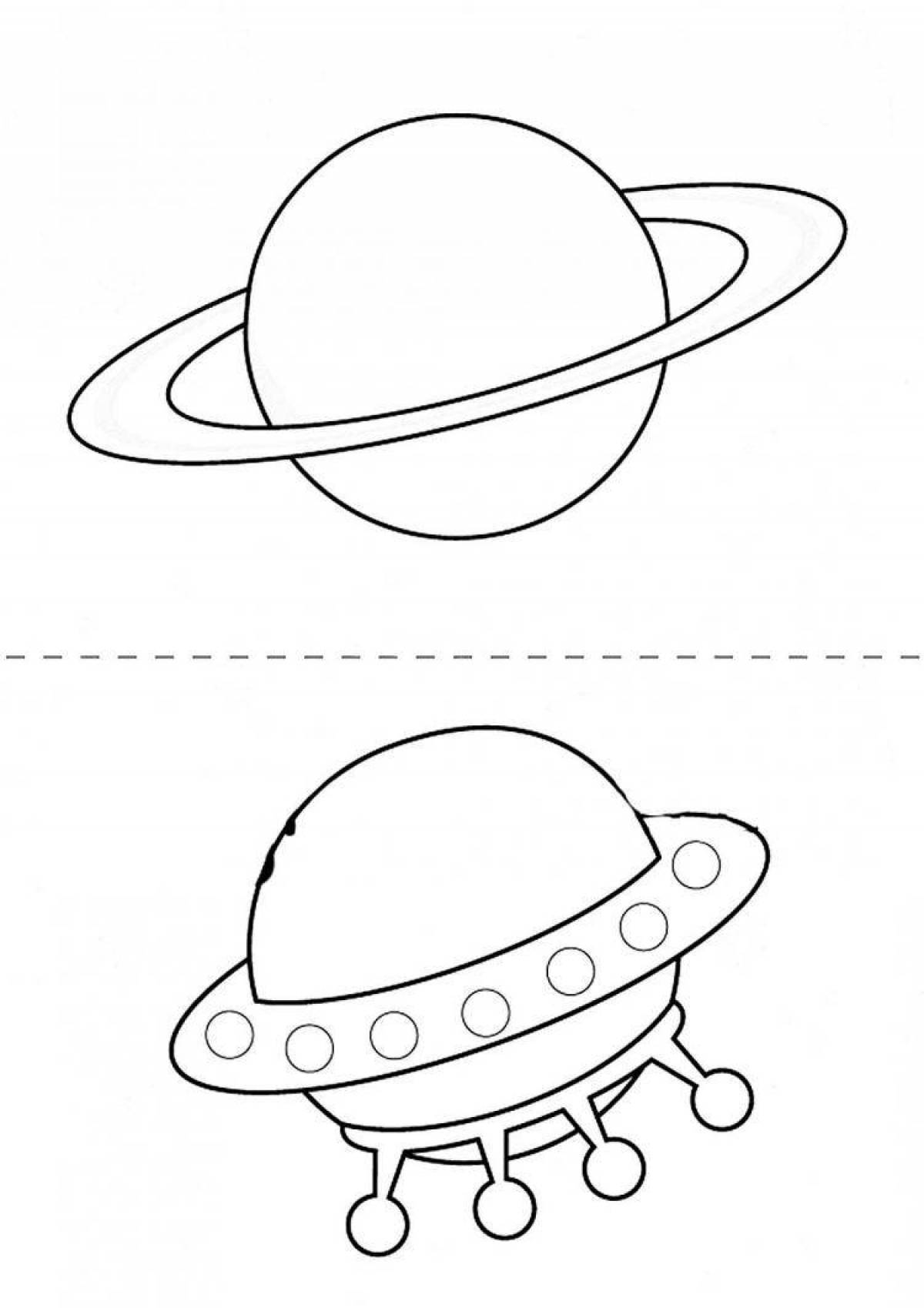 Adorable flying saucer coloring page