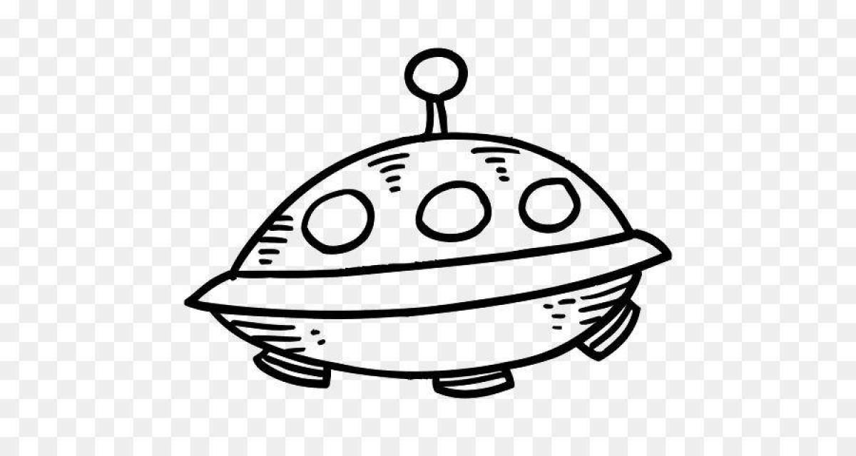 Glitter flying saucer coloring page