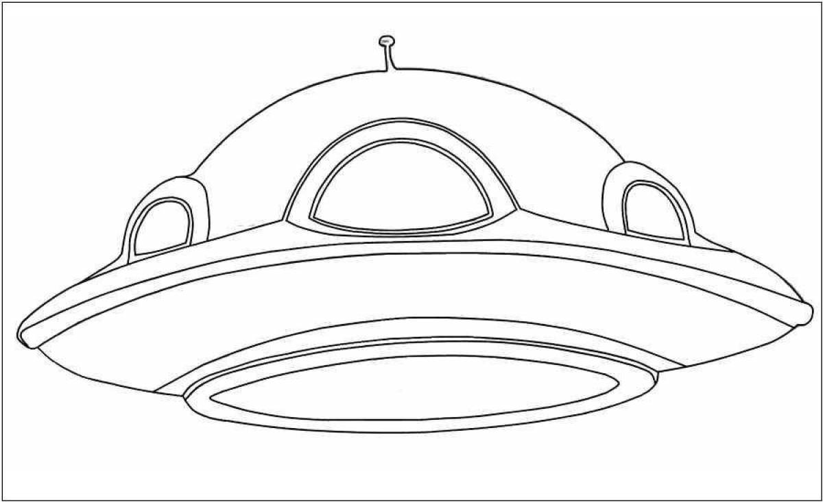 Glittering flying saucer coloring page