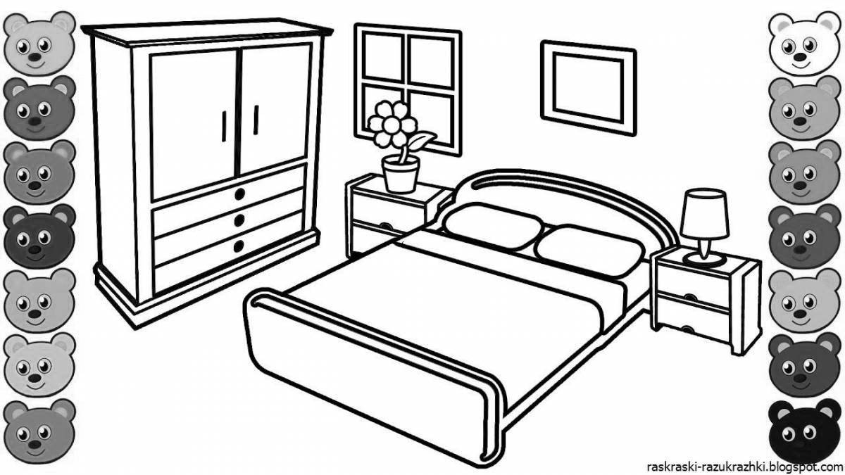 Children's room coloring book in color