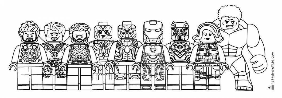 Playful lego avengers coloring page