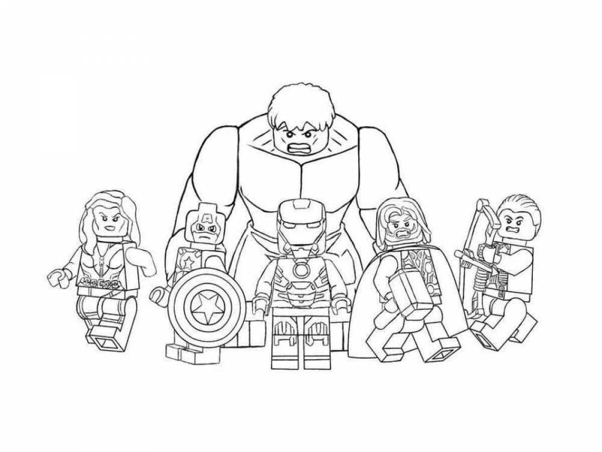 Lego avengers live coloring page