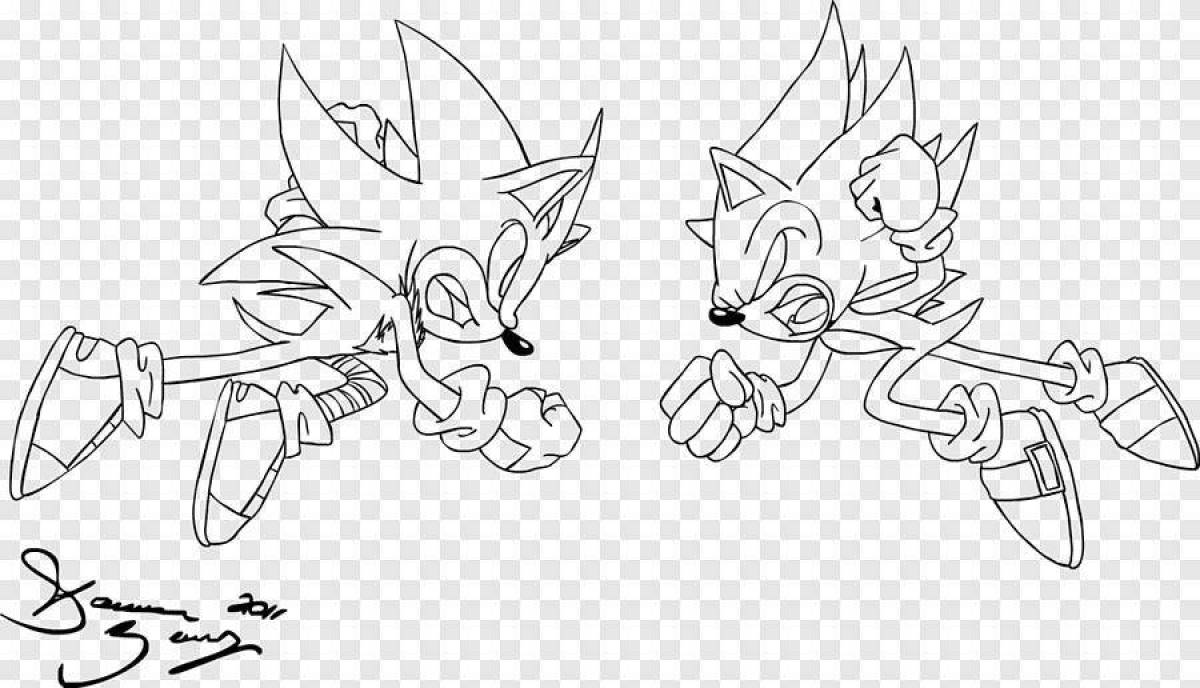 Glowing dark sonic coloring page