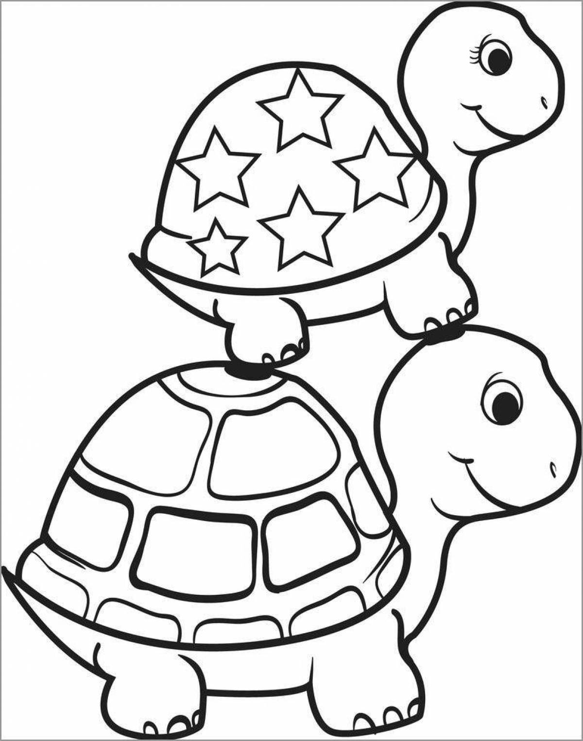 Очаровательная черепаха-раскраска для детей