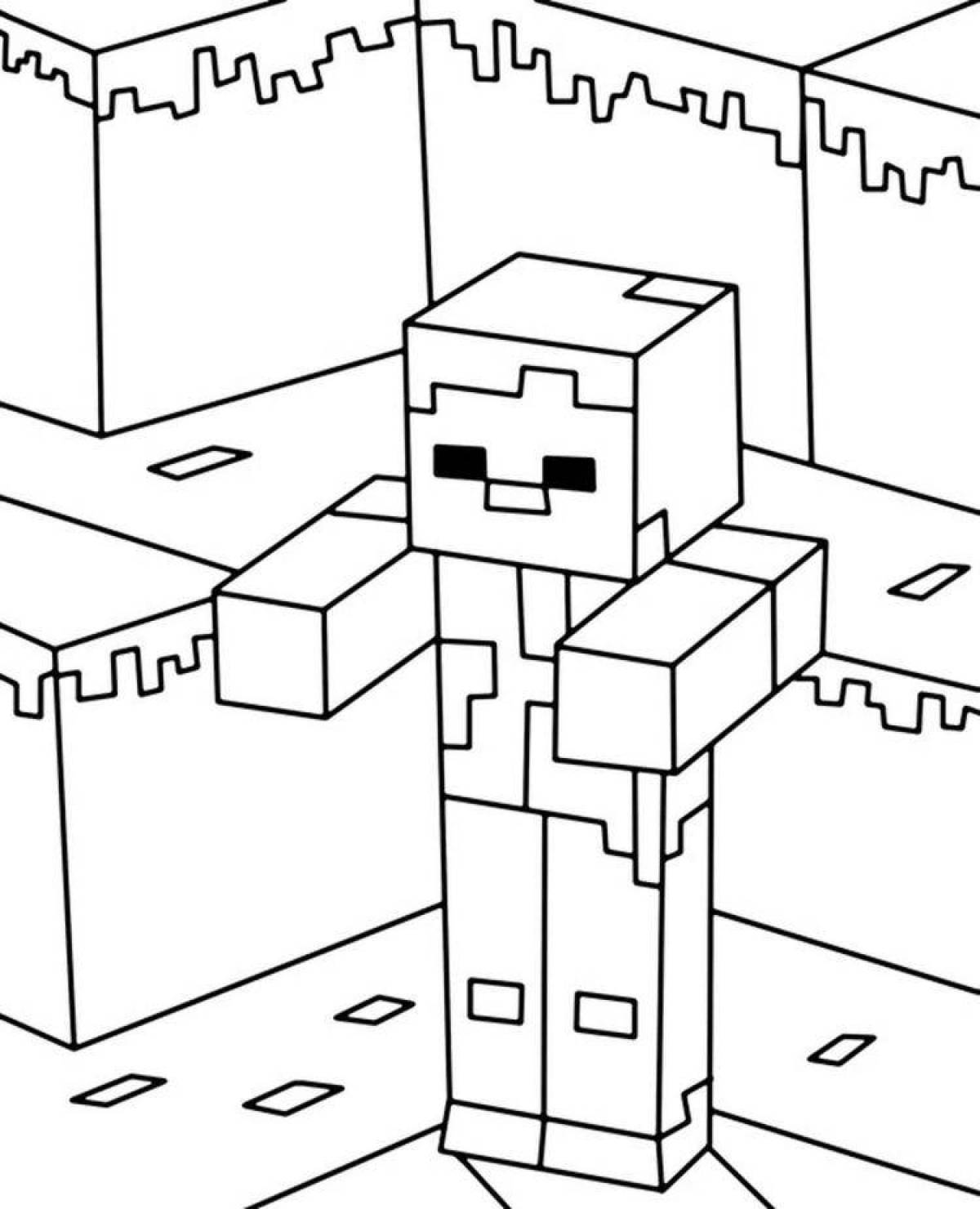 Coloring page charming girl minecraft